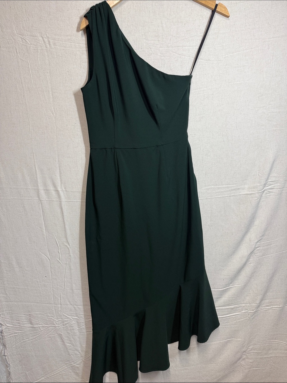 Hutch One Shoulder Green Ruffle Hem Cocktail Dress size small